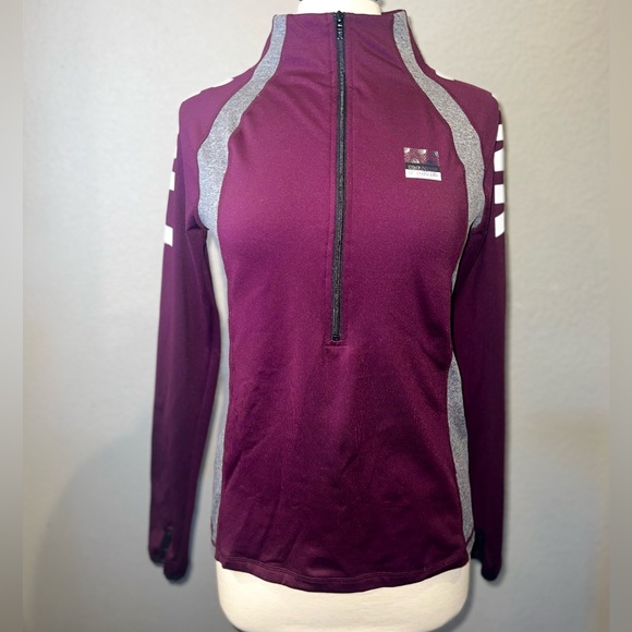 PINK VICTORIA’S SECRET Ultimate Maroon & Grey Half-Zip Athletic Pullover Jacket - Picture 5 of 11